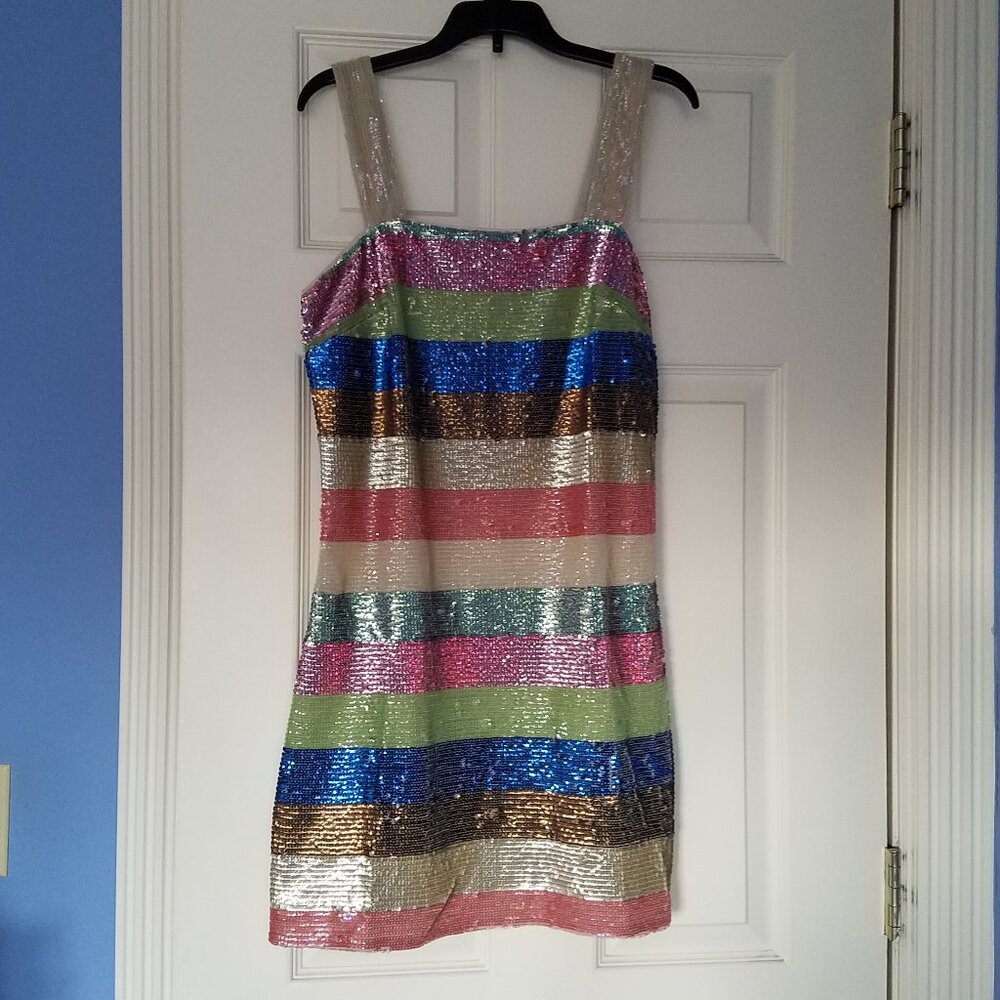 Anthropologie Sequin Striped Mini Dress